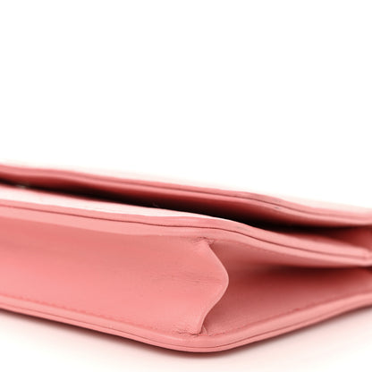 Chanel Lambskin Camellia Embossed Wallet on Chain WOC Pink 11 of 13