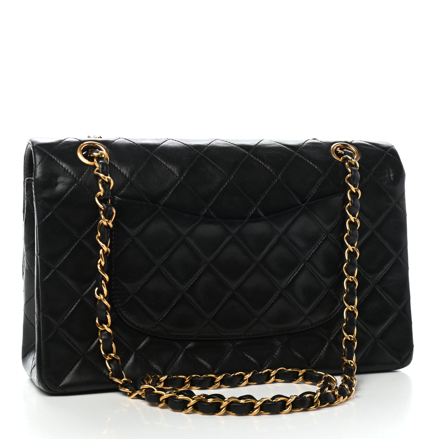 Lambskin Quilted Medium Double Flap Black