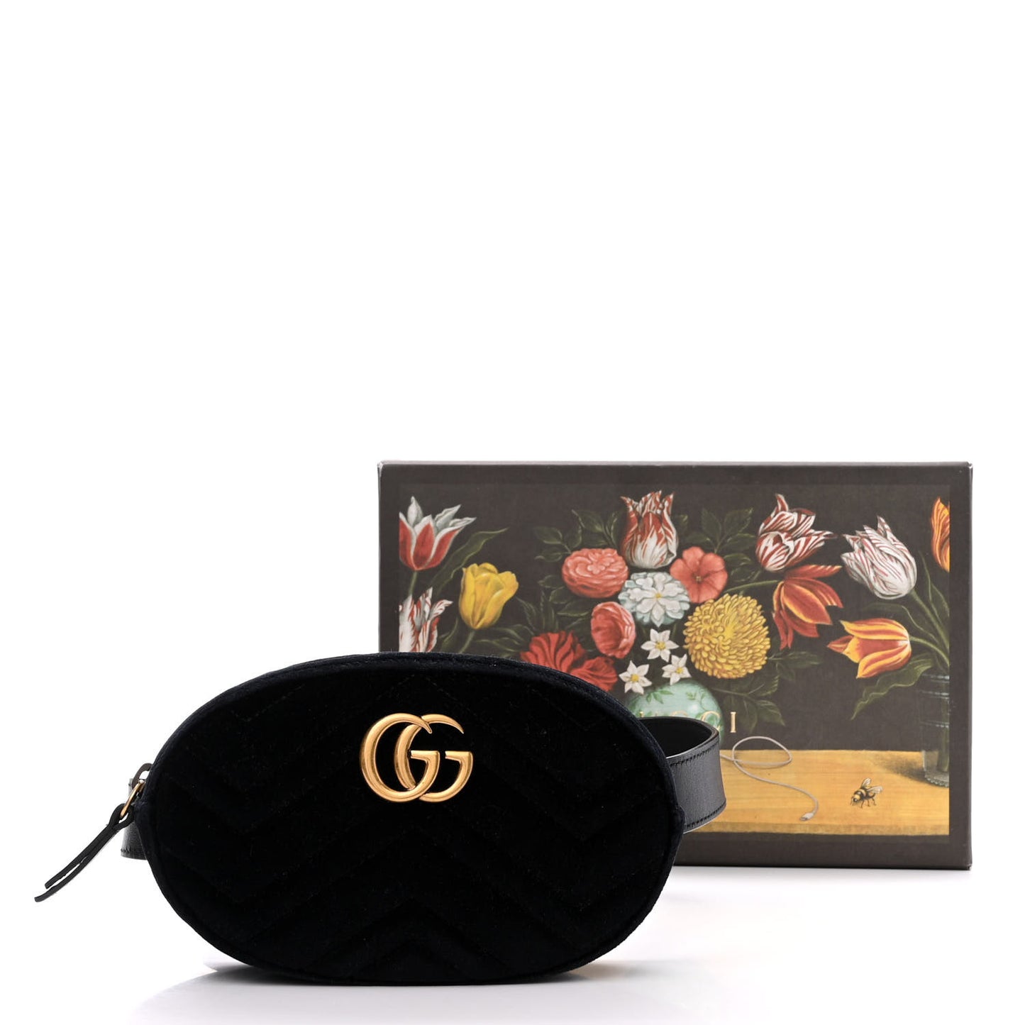 Velvet Matelasse GG Marmont Belt Bag Black