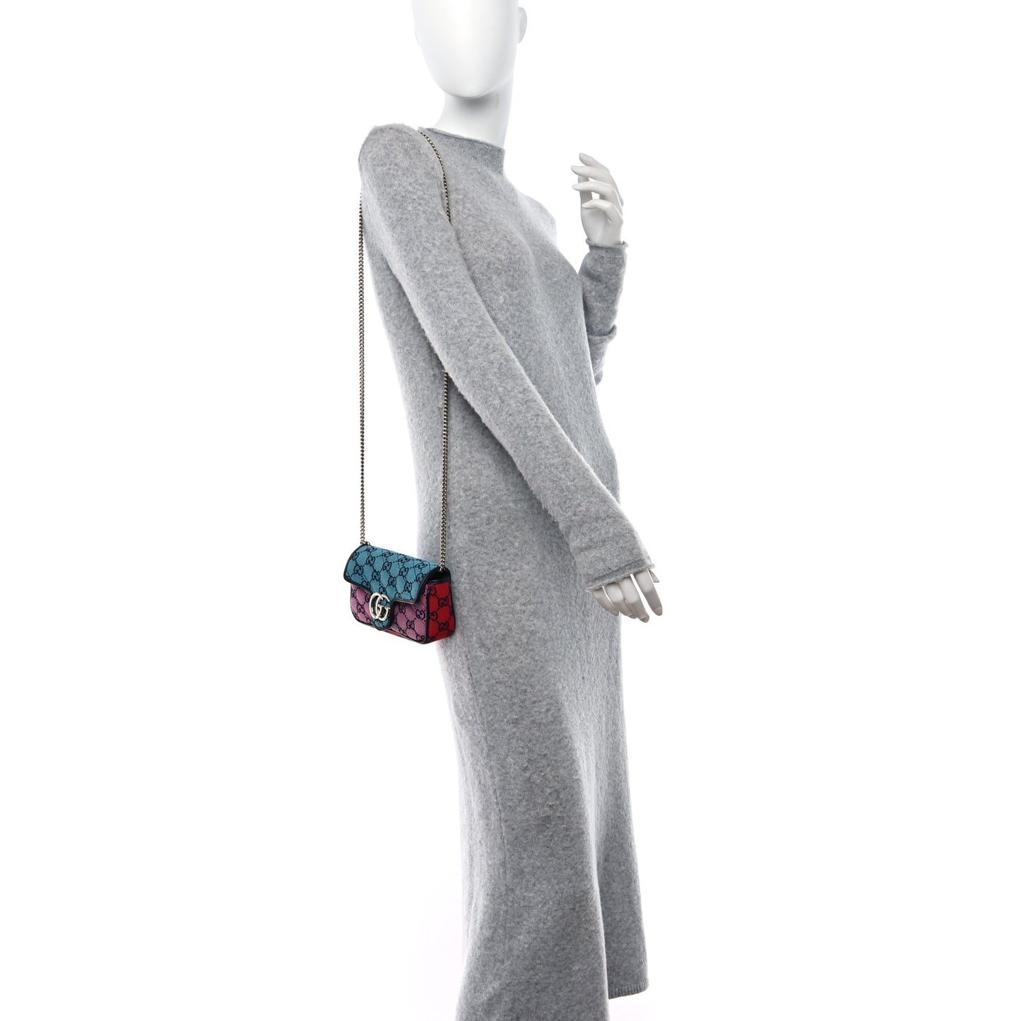 Monogram Multicolor Matelasse Diagonal Super Mini GG Marmont Shoulder Bag Light Blue Pink Blue Green Red