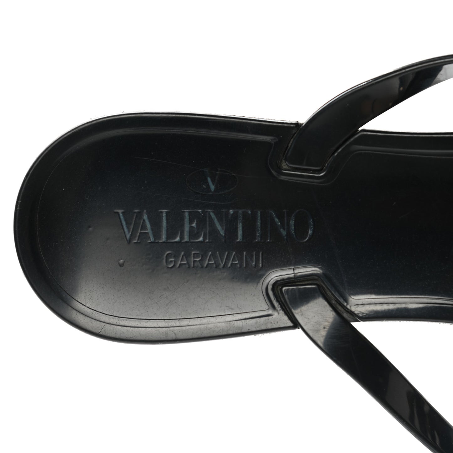 PVC Jelly Rockstud Bow Thong Sandals 40 Black
