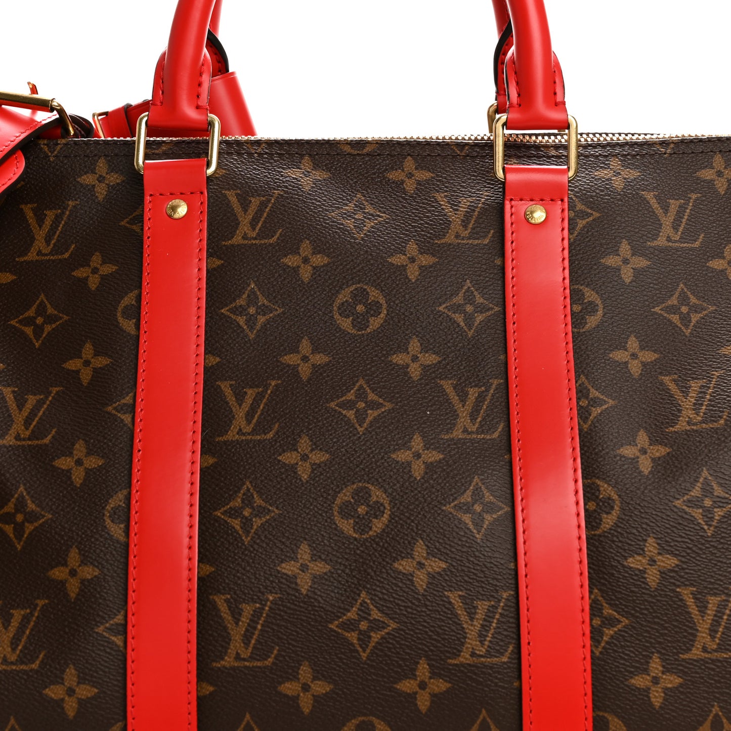 Calfskin Monogram Keepall Bandouliere 50 Coquelicot