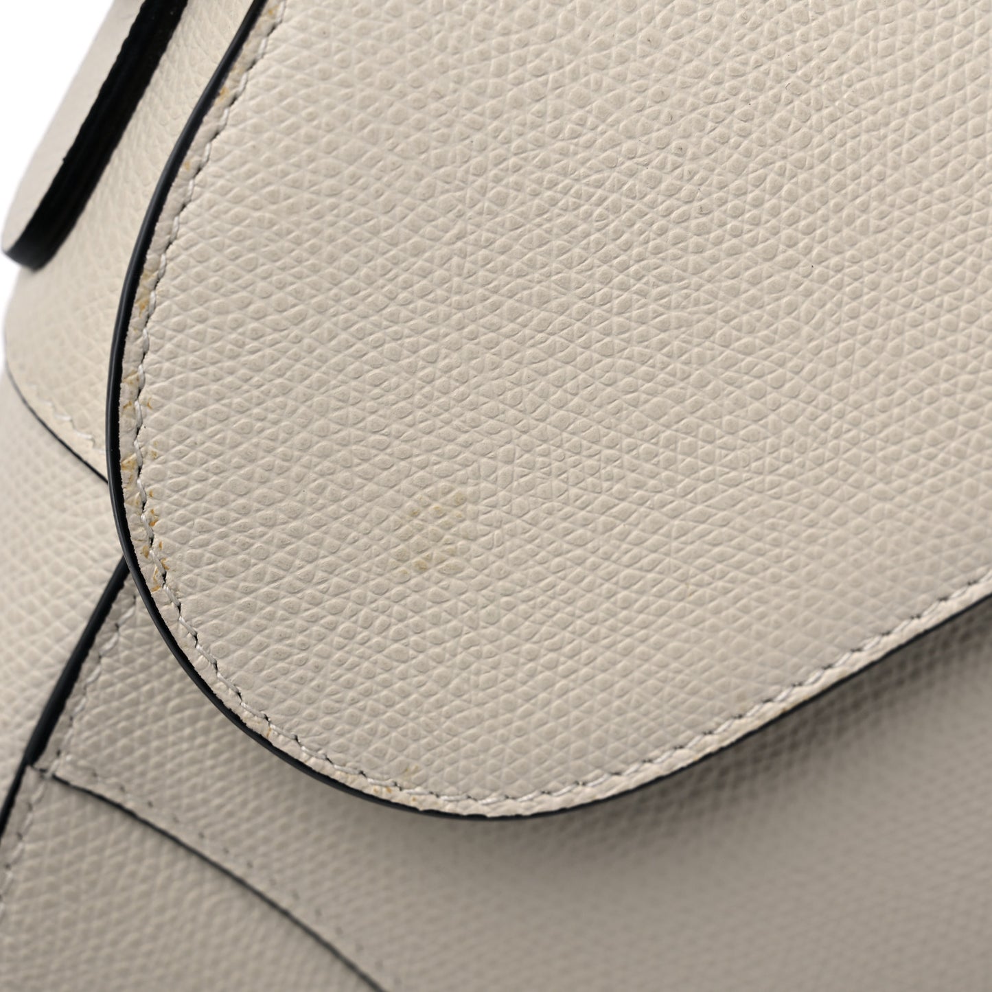 Grained Calfskin Saddle Bag White
