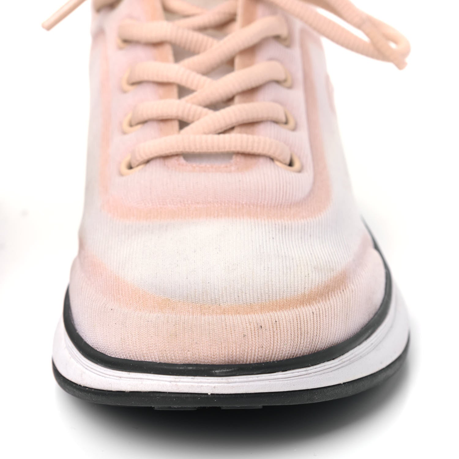 Chanel Lycra Fabric CC Sneakers 37.5 White Beige 6 of 10