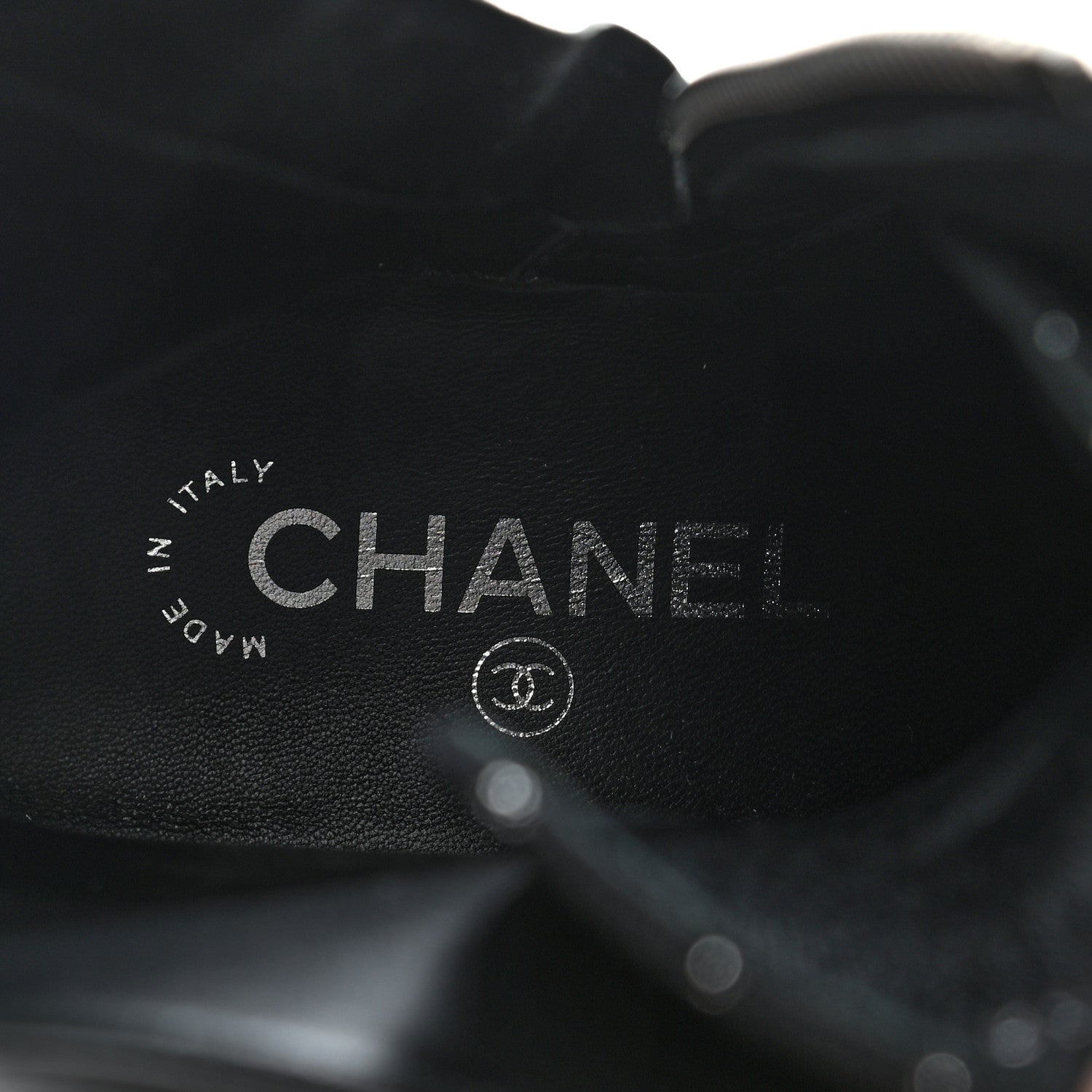 Chanel Tweed Patent Calfskin Cap Toe CC Lace Up Boots 40 Black Silver 7 of 7