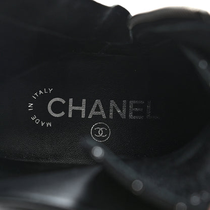 Chanel Tweed Patent Calfskin Cap Toe CC Lace Up Boots 40 Black Silver 7 of 7