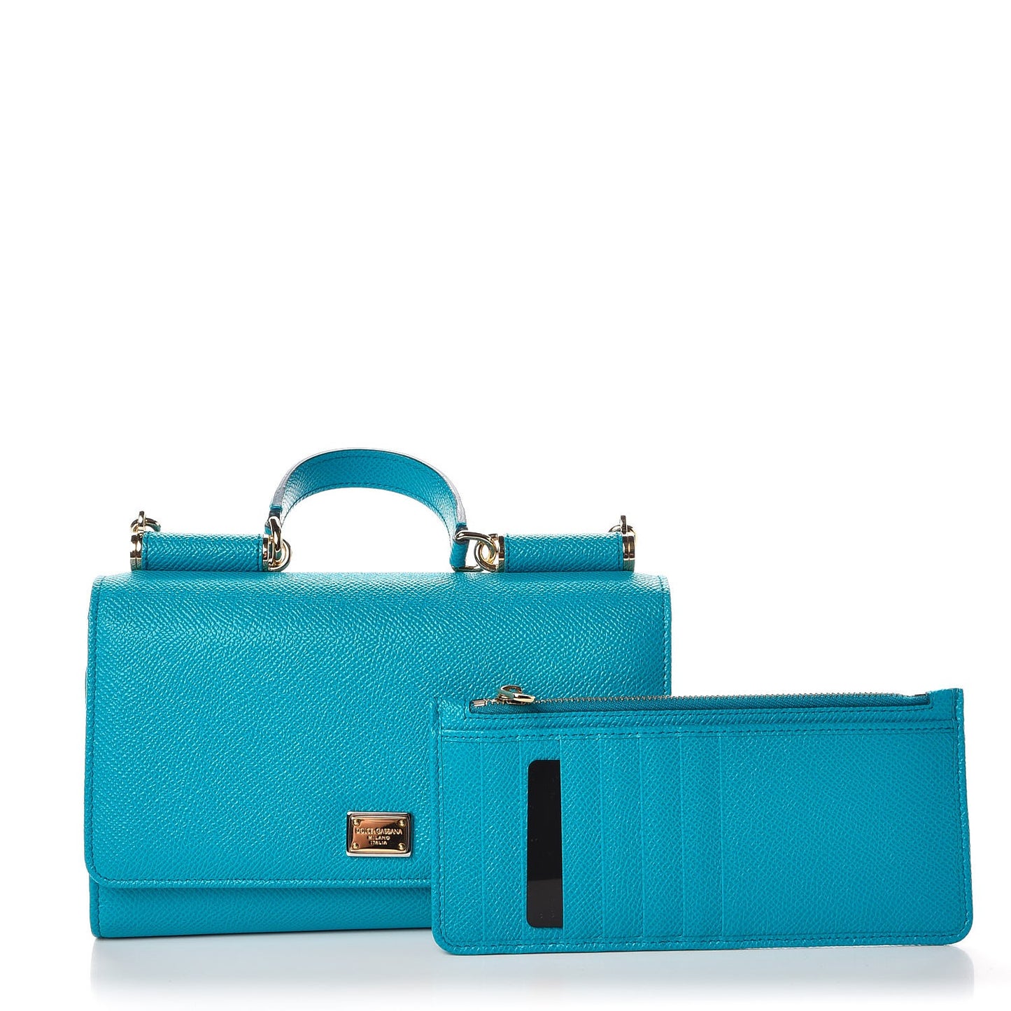 Dauphine Calfskin Miss Sicily Lipstick Crossbody Bag Azzurro