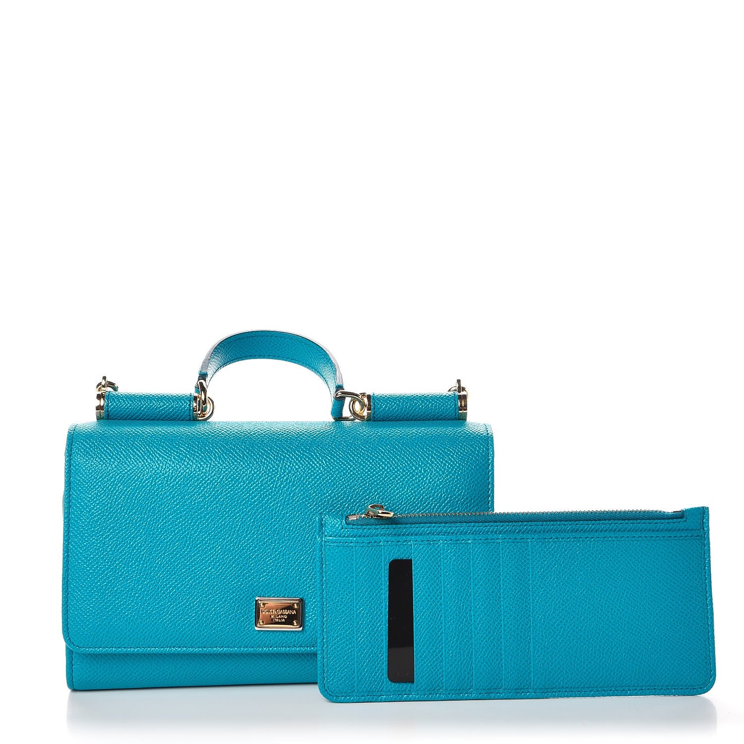 Dolce & Gabbana Dauphine Calfskin Miss Sicily Lipstick Crossbody Bag Azzurro 8 of 8
