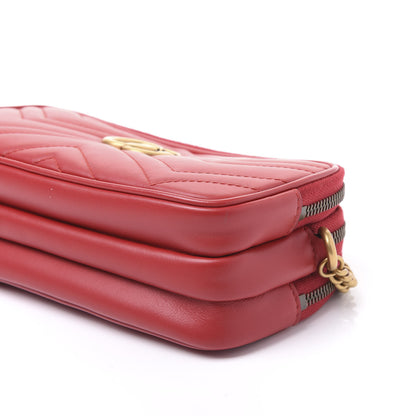 Gucci Calfskin Matelasse Mini GG Marmont Chain Crossbody Bag Hibiscus Red 9 of 10
