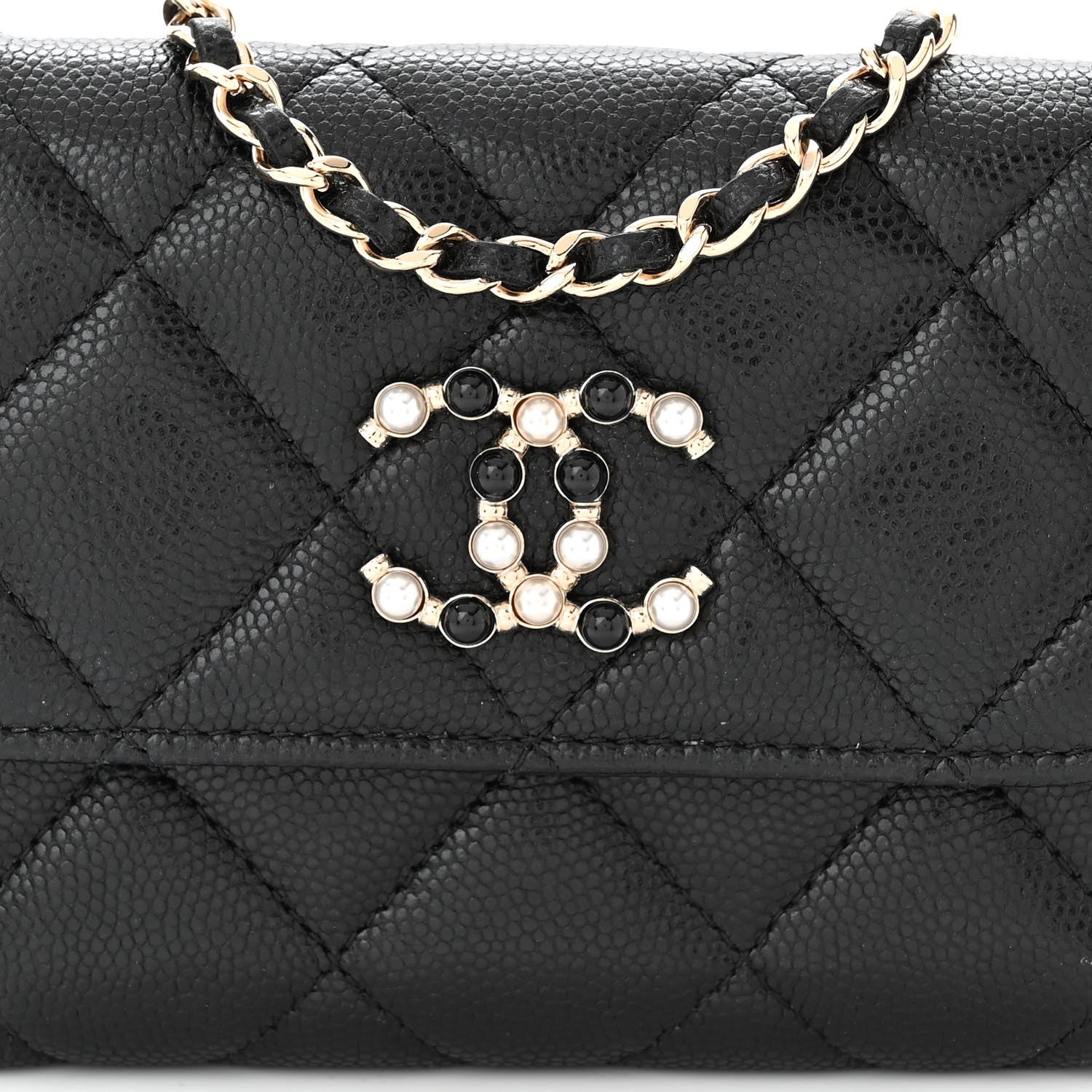 Chanel Caviar Quilted Coco Candy Card Holder On Chain Black 9 of 12