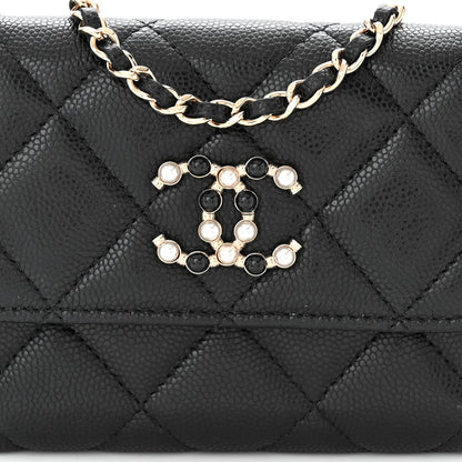 Chanel Caviar Quilted Coco Candy Card Holder On Chain Black 9 of 12