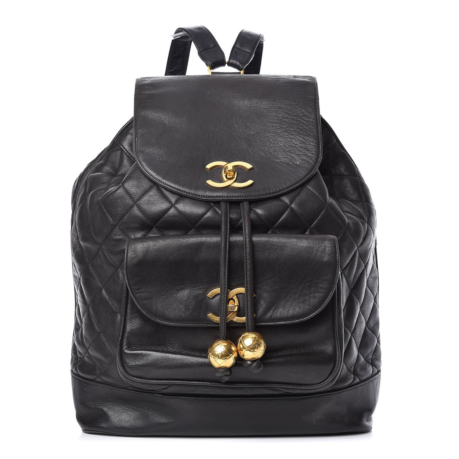 Chanel Lambskin Quilted Drawstring Backpack Black 1 of 15