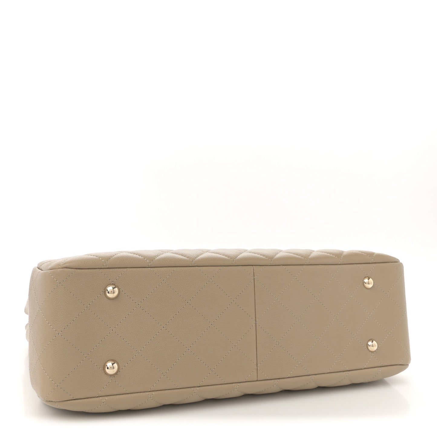 Caviar Quilted Large Shopping Tote Beige