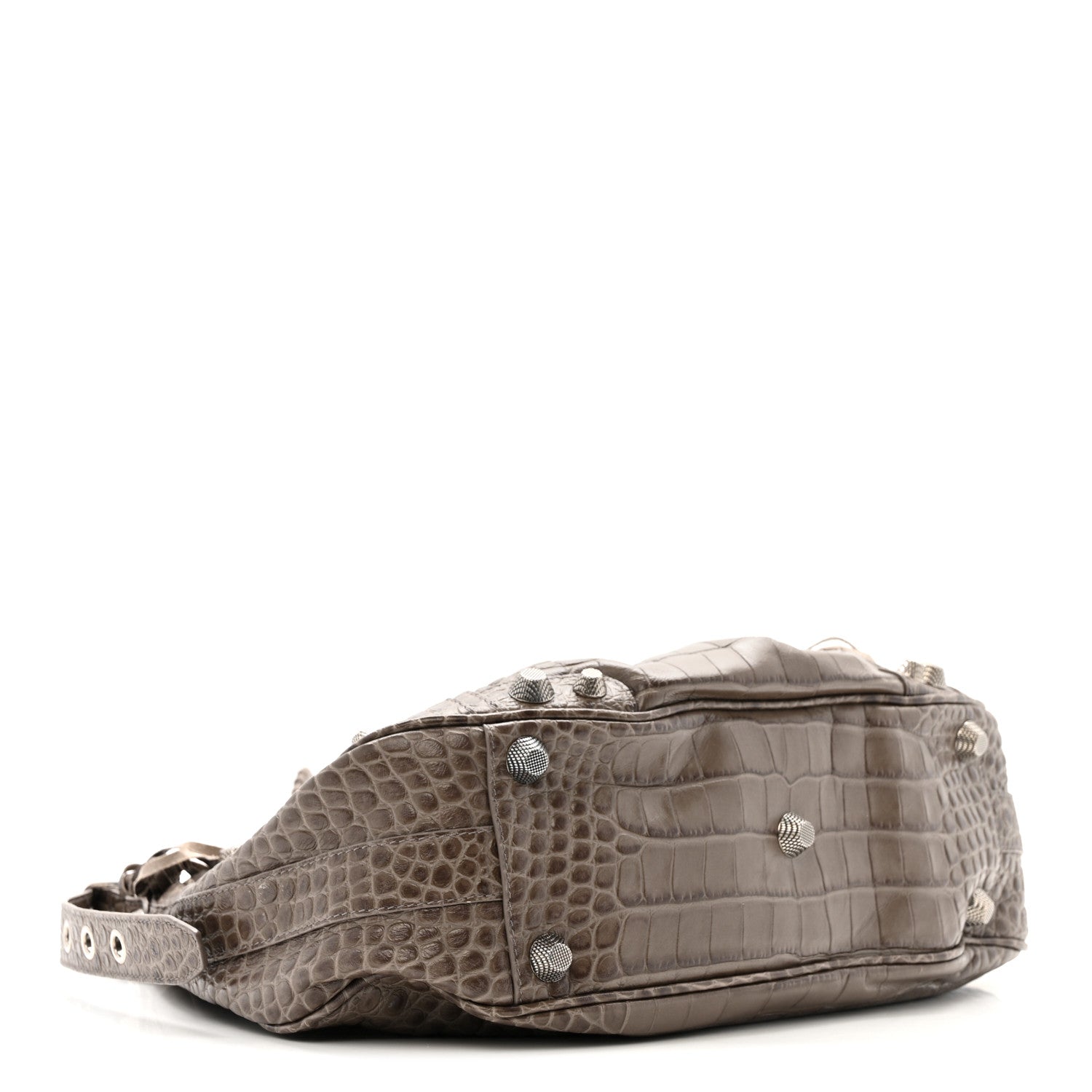 Balenciaga Extra Supple Calfskin Crocodile Embossed Medium Le Cagole Shoulder Bag Medium Grey 5 of 11