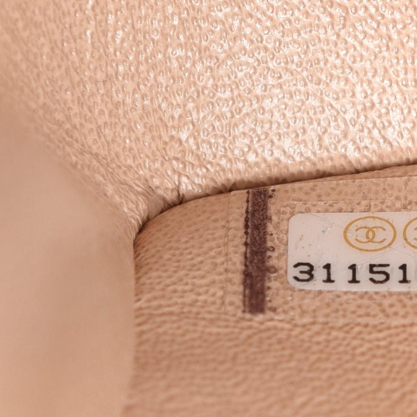 Iridescent Calfskin Quilted Mini Rectangular Flap Beige