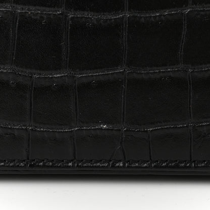 Saint Laurent Calfskin Crocodile Embossed LE 5 A 7 Hobo Black 11 of 11