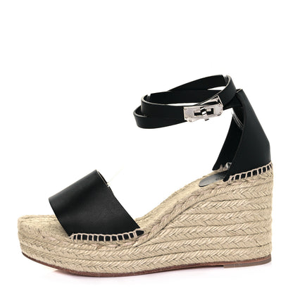Hermes Calfskin Tipoli Espadrille Wedges 40 Black 1 of 9
