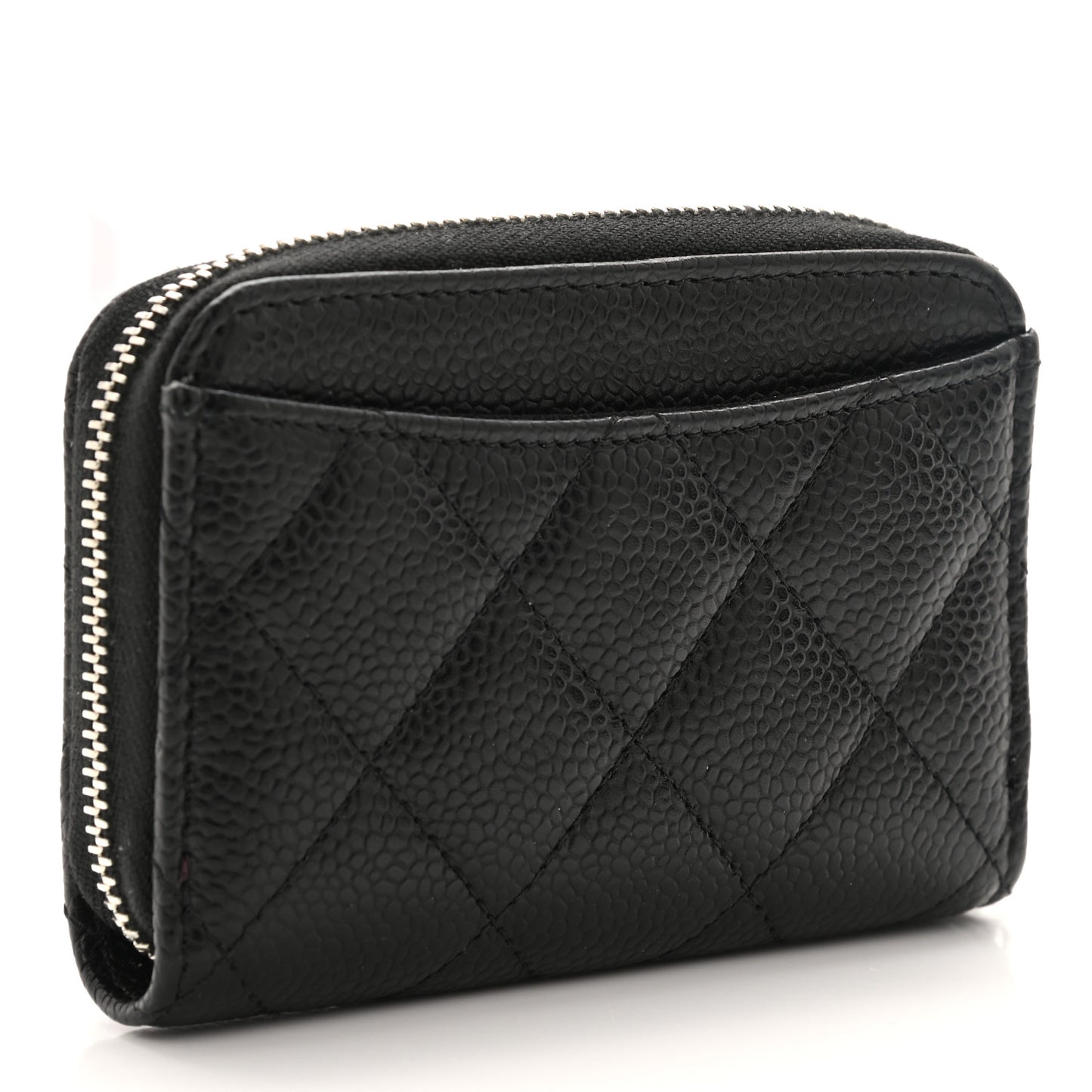 Caviar Quilted Classic Zipped Coin Purse Black