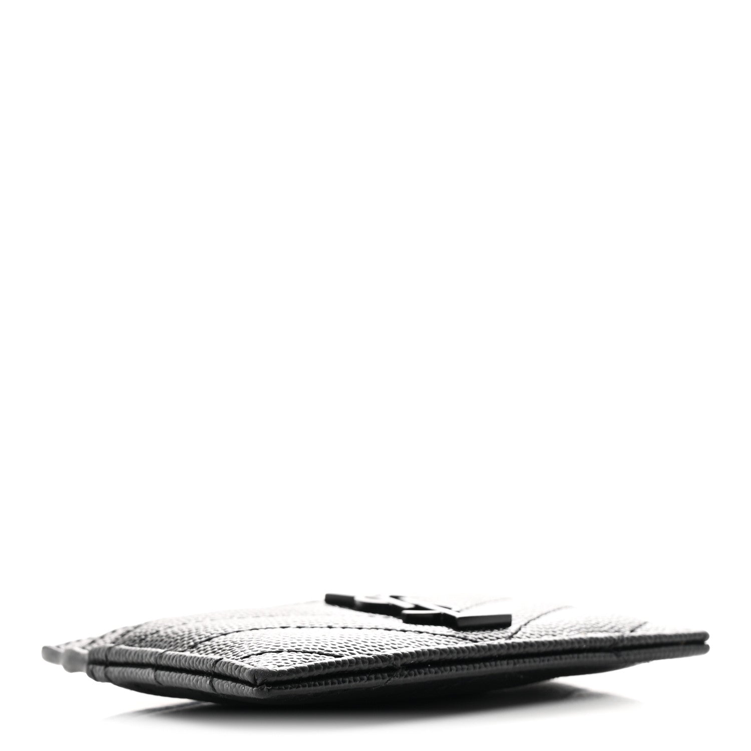 Saint Laurent Grain De Poudre Matelasse Chevron Monochrome Monogram Credit Card Case Black 4 of 7