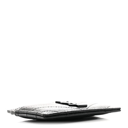 Saint Laurent Grain De Poudre Matelasse Chevron Monochrome Monogram Credit Card Case Black 4 of 7
