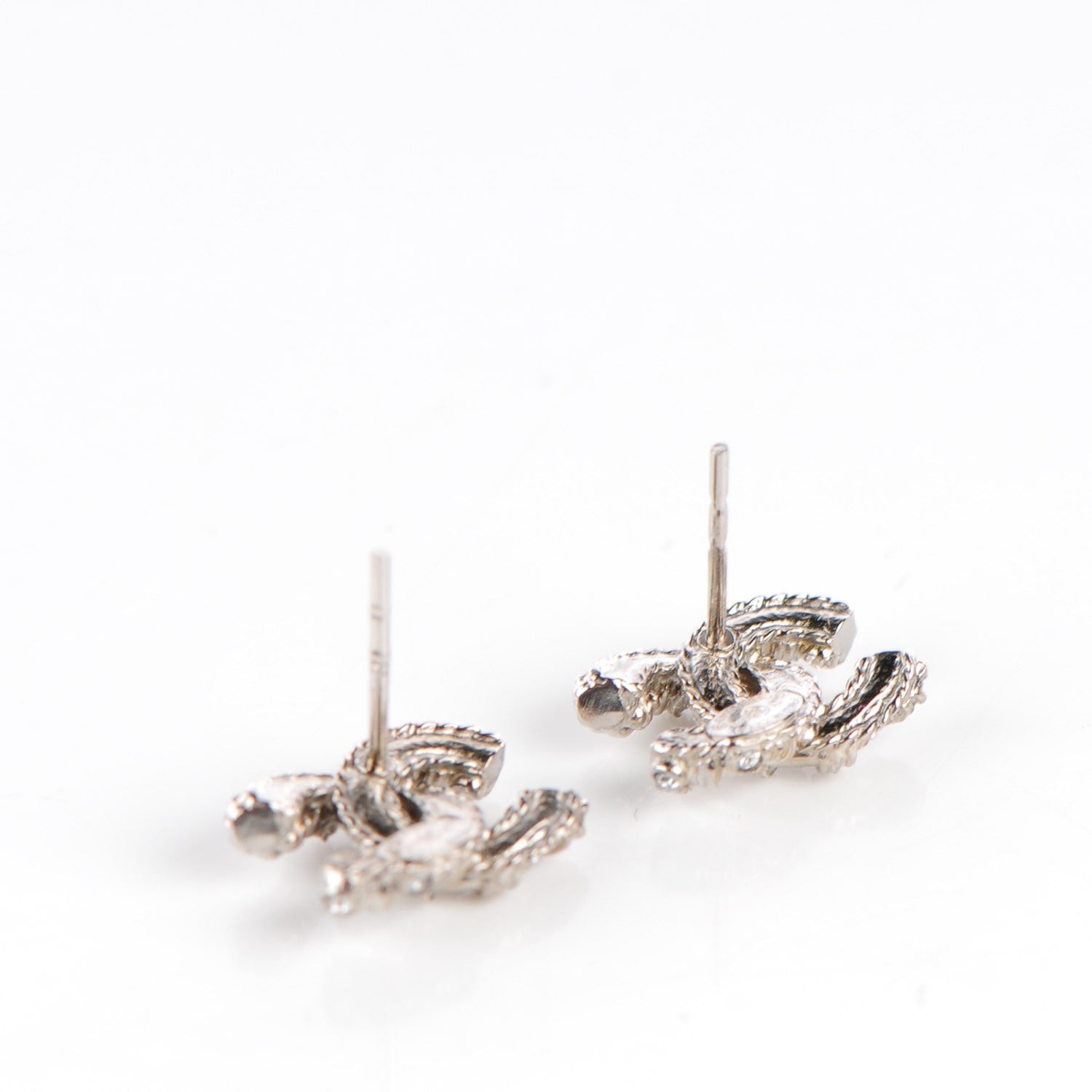 Chanel Crystal CC Twisted Earrings Silver 4 of 5