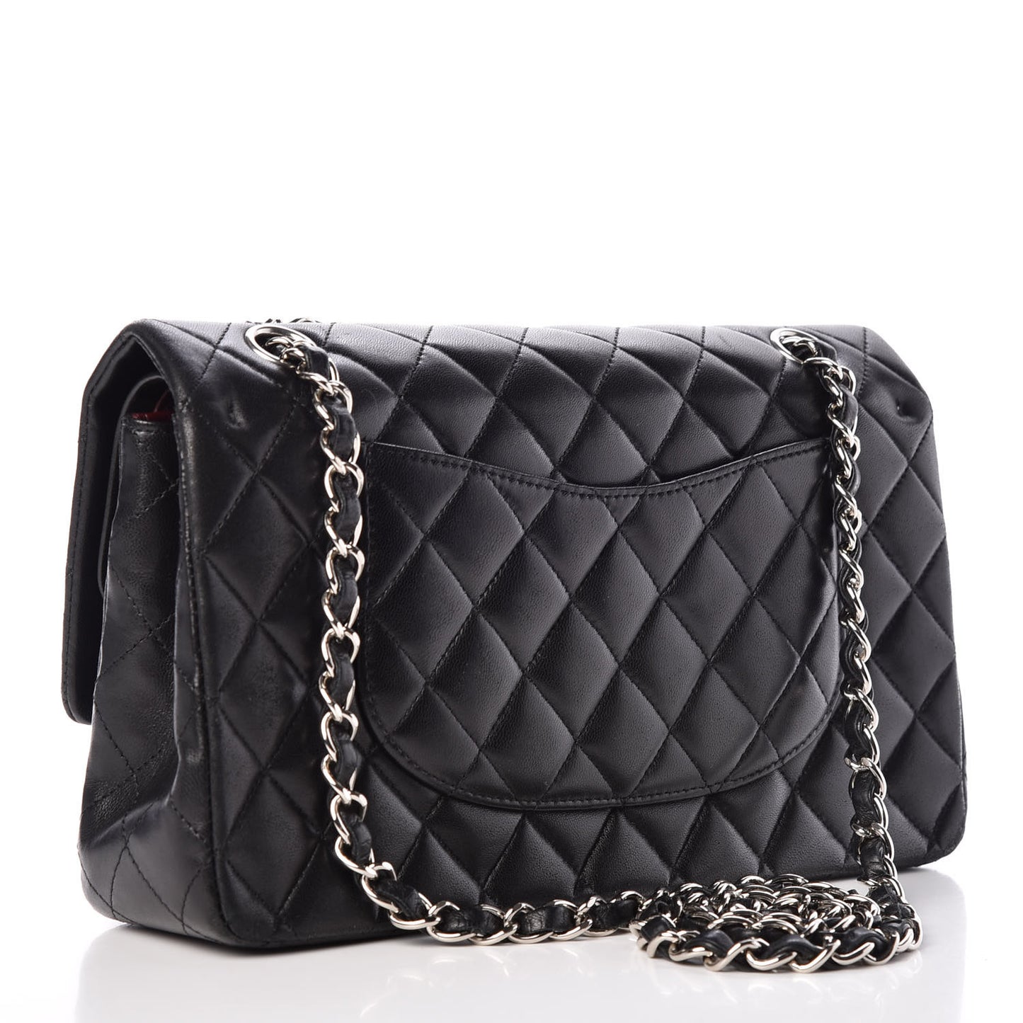 Lambskin Quilted Medium Double Flap Black