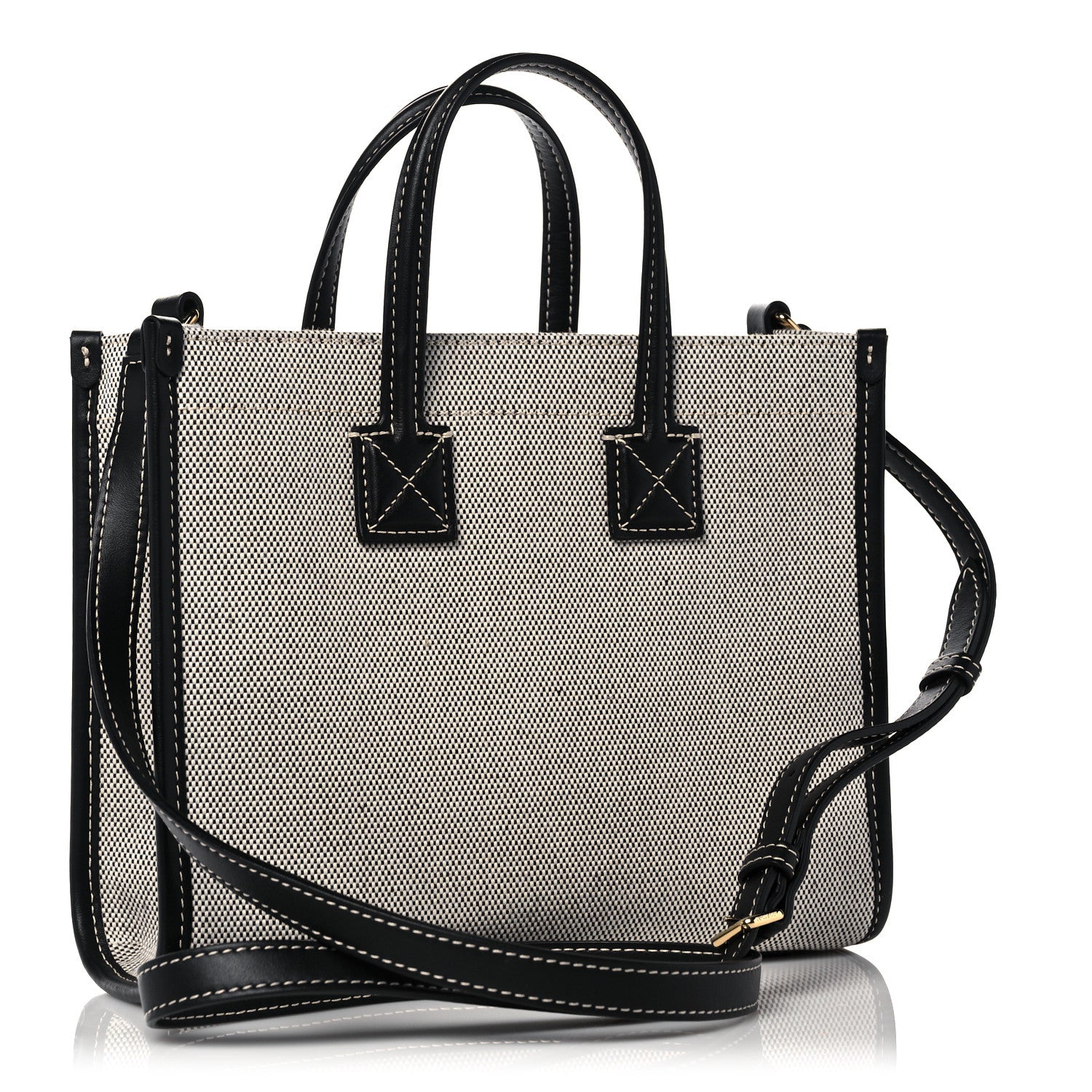 Burberry Canvas Smooth Calfskin Mini Two Tone Freya Tote Black 3 of 11