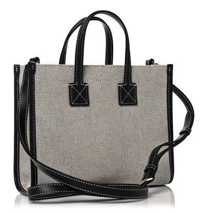 Burberry Canvas Smooth Calfskin Mini Two Tone Freya Tote Black 3 of 11