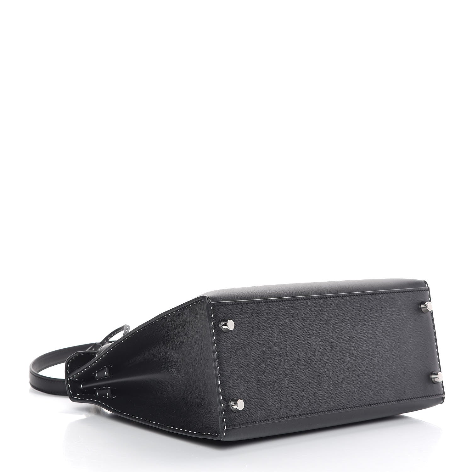 Hermes Grained Monsieur Un Point Sur Deux Kelly Sellier 28 Black 5 of 36