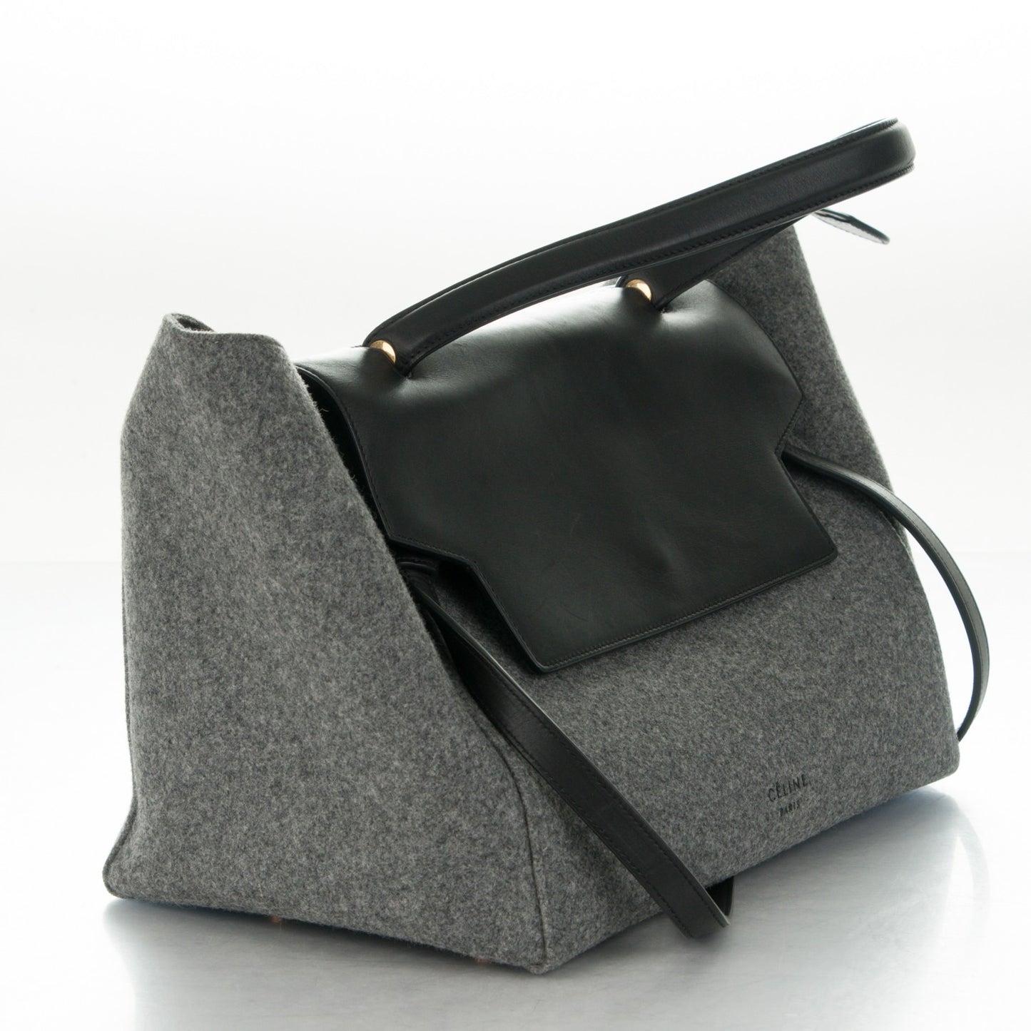 Felt Calfskin Small Belt Bag Grey Black