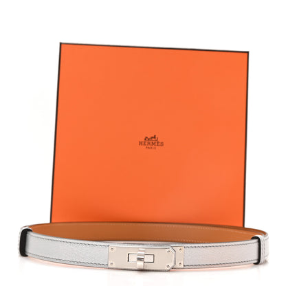 Hermes Metallic Chevre Chamkilight Kelly Belt Argent 4 of 4