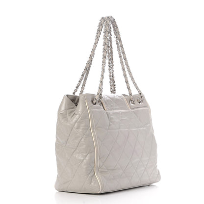 Chanel Glazed Lambskin Quilted North South Large Tote Grey 3 of 11