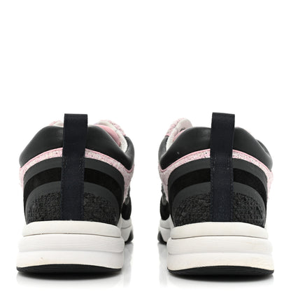 Chanel Tweed Suede Calfskin CC Sneakers 39 Gray Pink 4 of 14