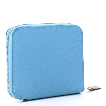 Hermes Epsom Silk'In Compact Wallet Bleu Du Nord 2 of 4
