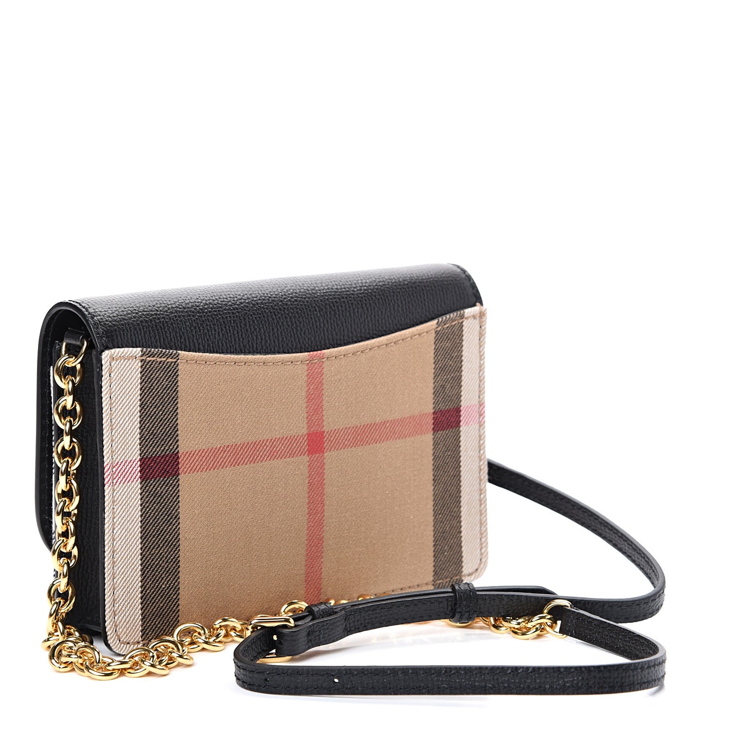 Derby Calfskin House Check Wallet On Chain Black