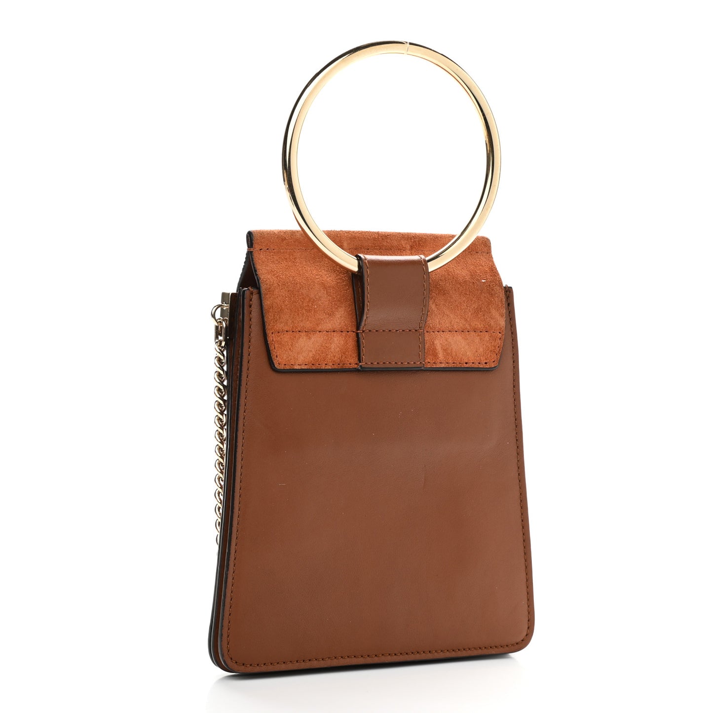Suede Calfskin Mini Faye Bracelet Bag Tobacco