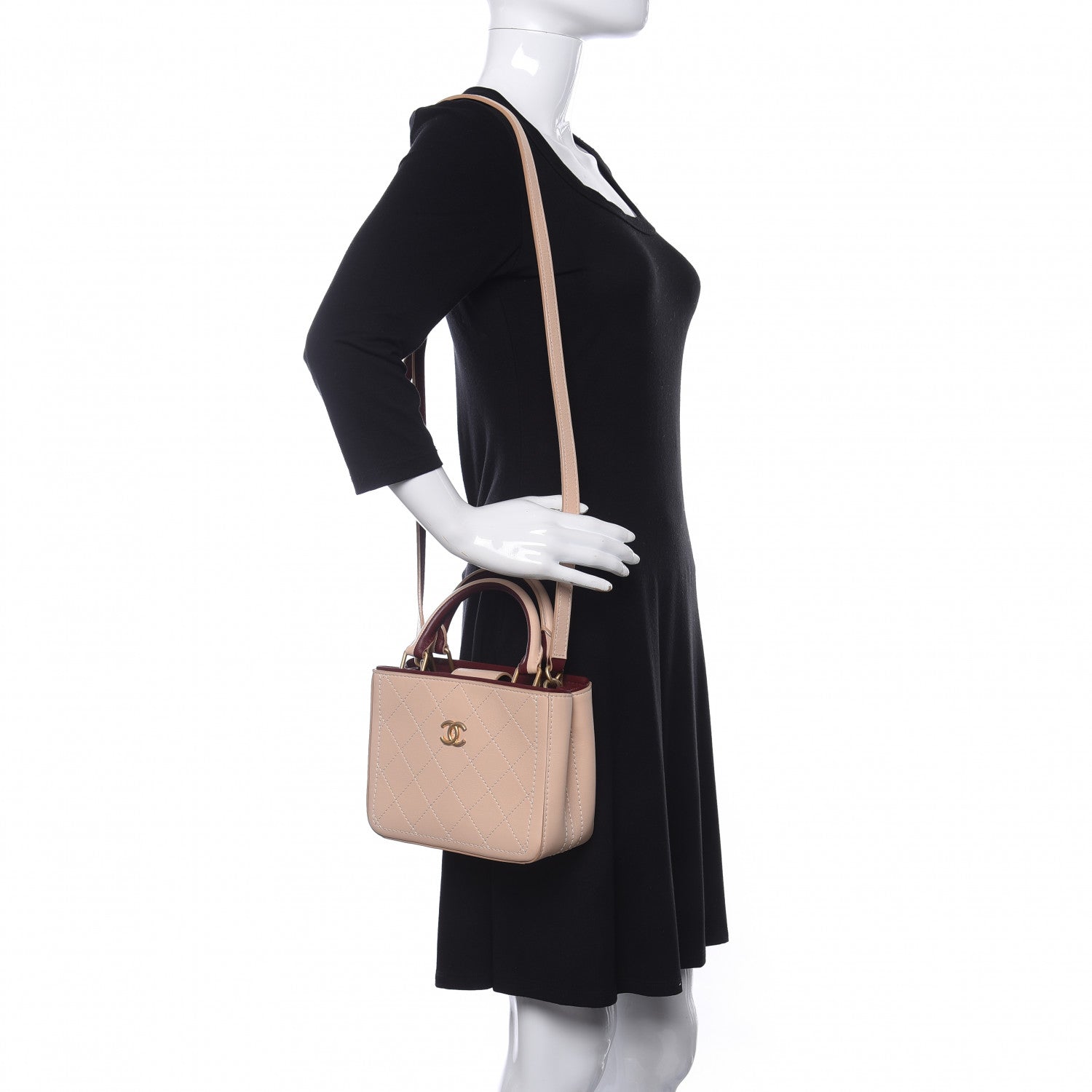 Chanel Bullskin Stitched Bi-Color Small So Light Shoulder Bag Beige 2 of 10