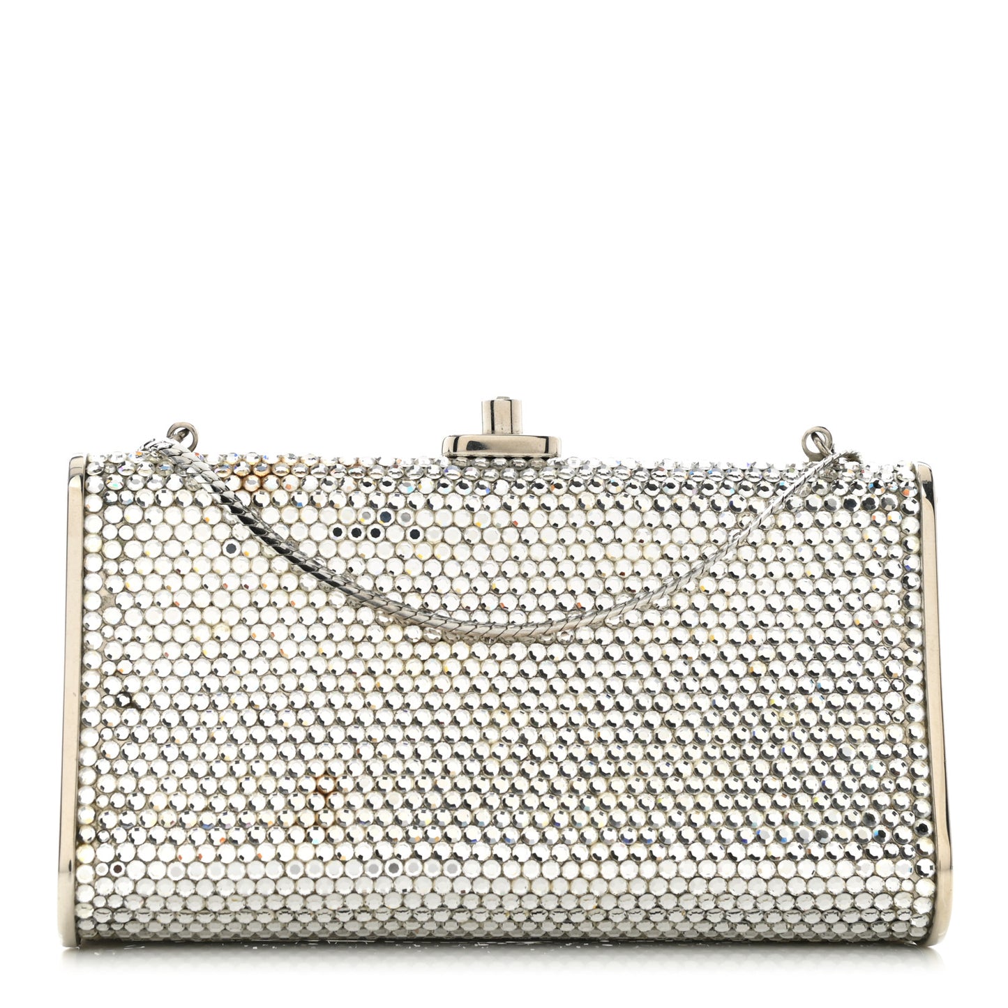 Swarovski Crystal Minaudiere Clutch Silver