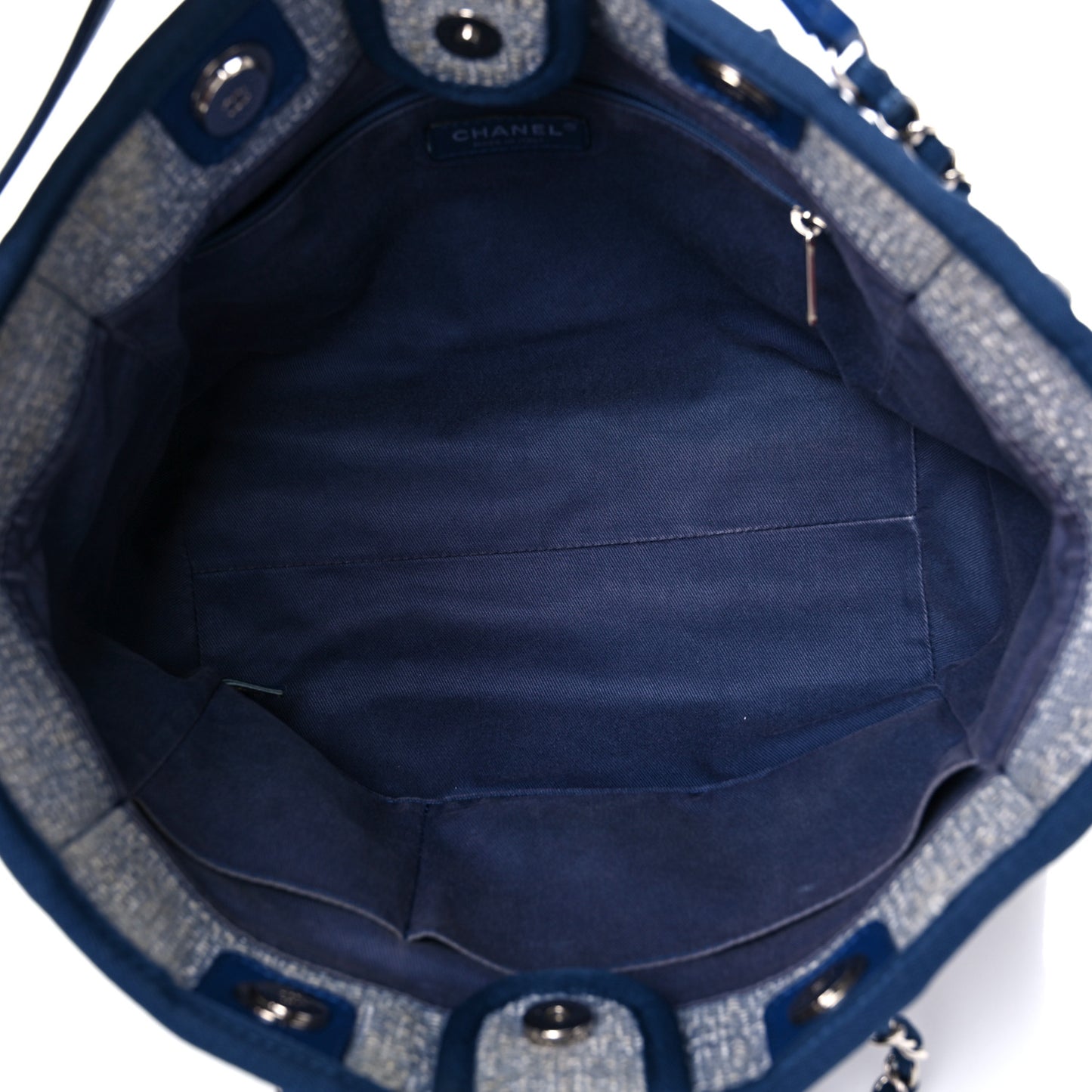 Woven Straw Raffia Small Deauville Tote Blue