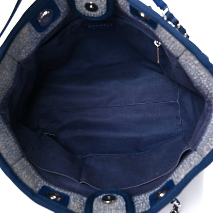 Chanel Woven Straw Raffia Small Deauville Tote Blue 5 of 18