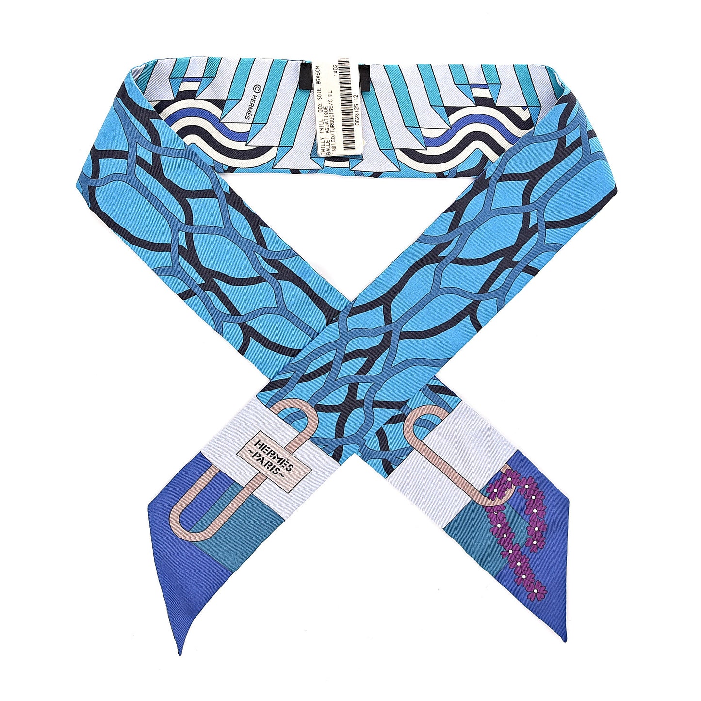 Silk Ballet Aquatique Twilly Indigo Turquoise Ciel