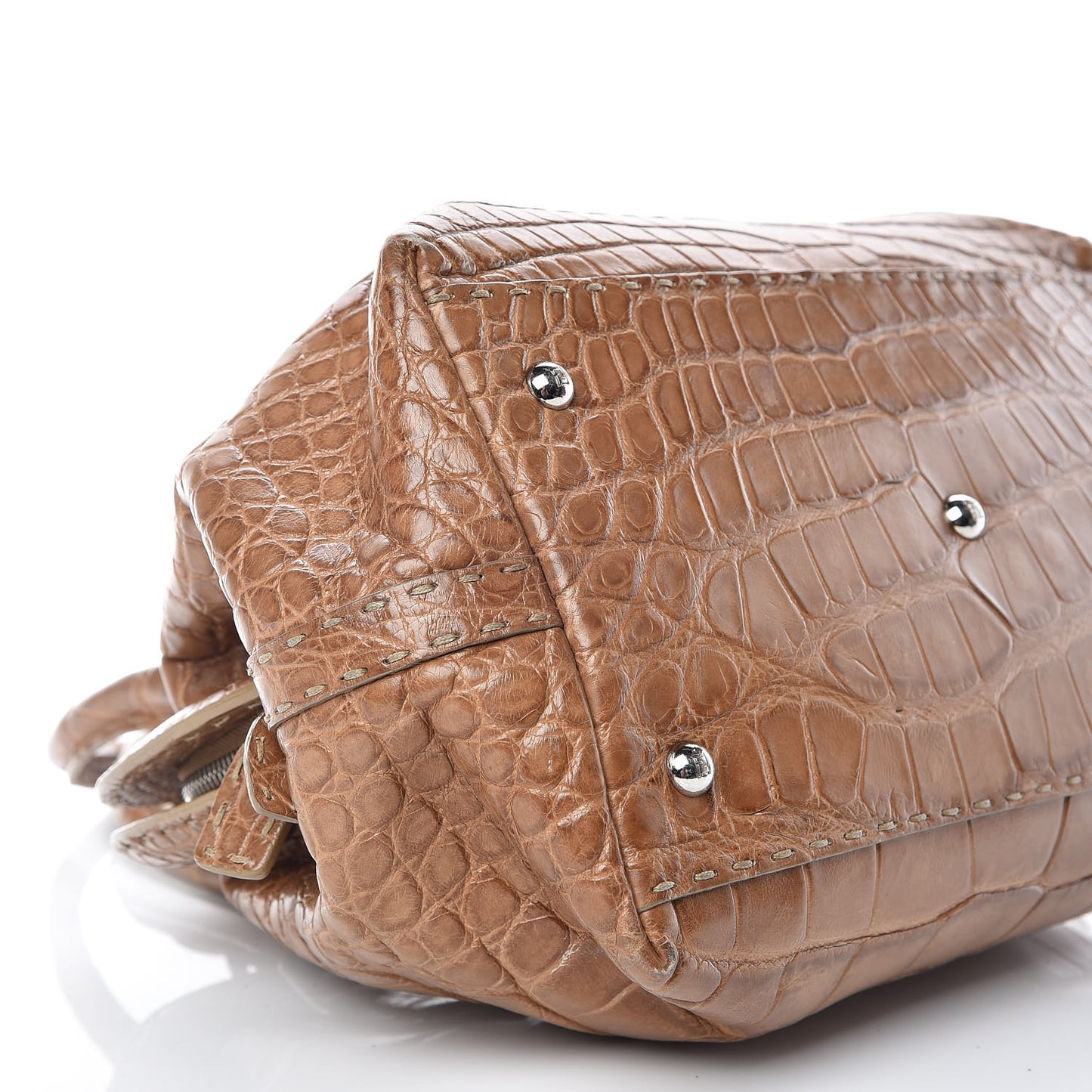 Crocodile Calfskin Romano Selleria Adele 1328 Bag Brown