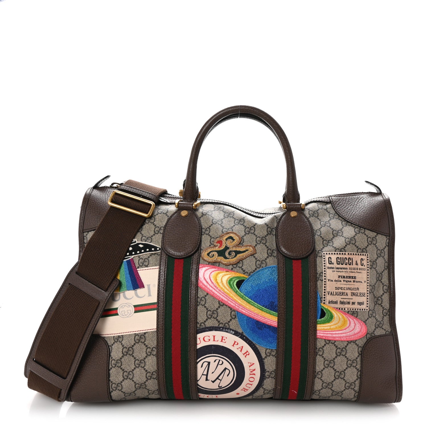 Gucci Soft GG Supreme Monogram Courrier Medium Duffle Bag Beige New Acero Multicolor 1 of 8