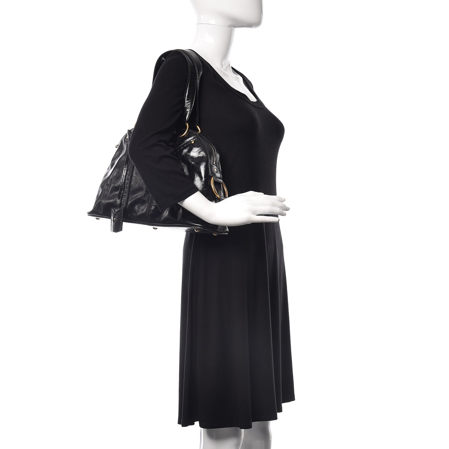 Textured Patent Calfskin Medium Muse Black