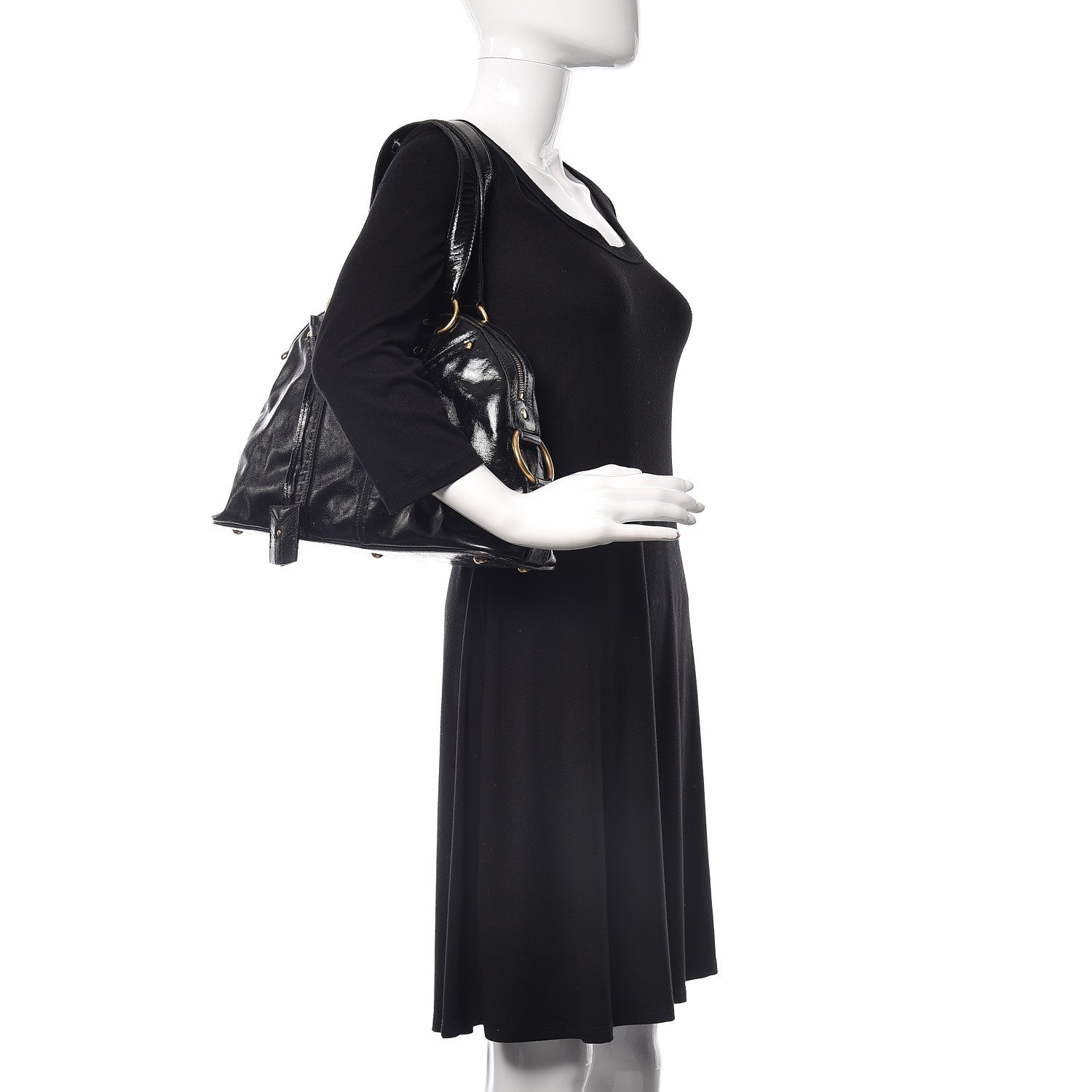 Saint Laurent Textured Patent Calfskin Medium Muse Black 2 of 26