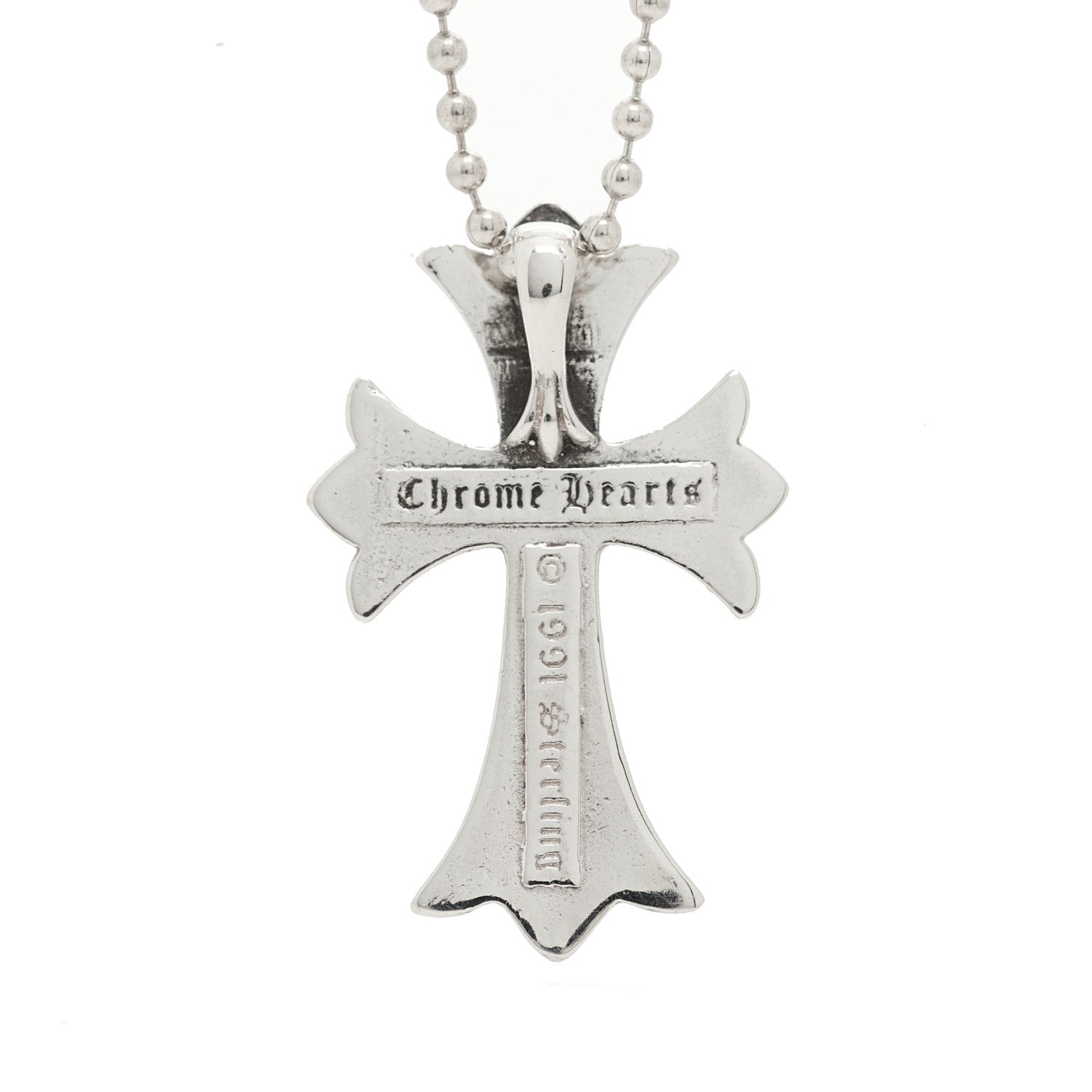 Chrome Hearts Sterling Silver Cross Pendant Necklace 1679095