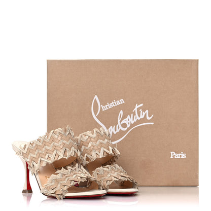 Christian Louboutin Nappa Raffia Fringe Meroine 85 Sandals 37.5 Beige 9 of 9