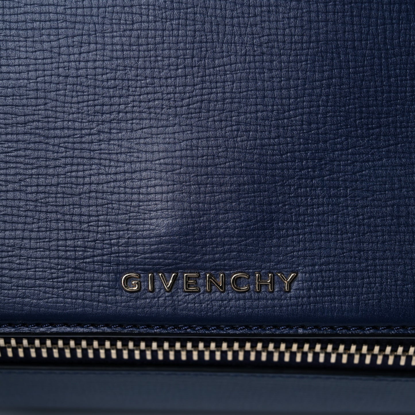 Textured Calfskin Medium Pandora Box Crossbody Bag Navy