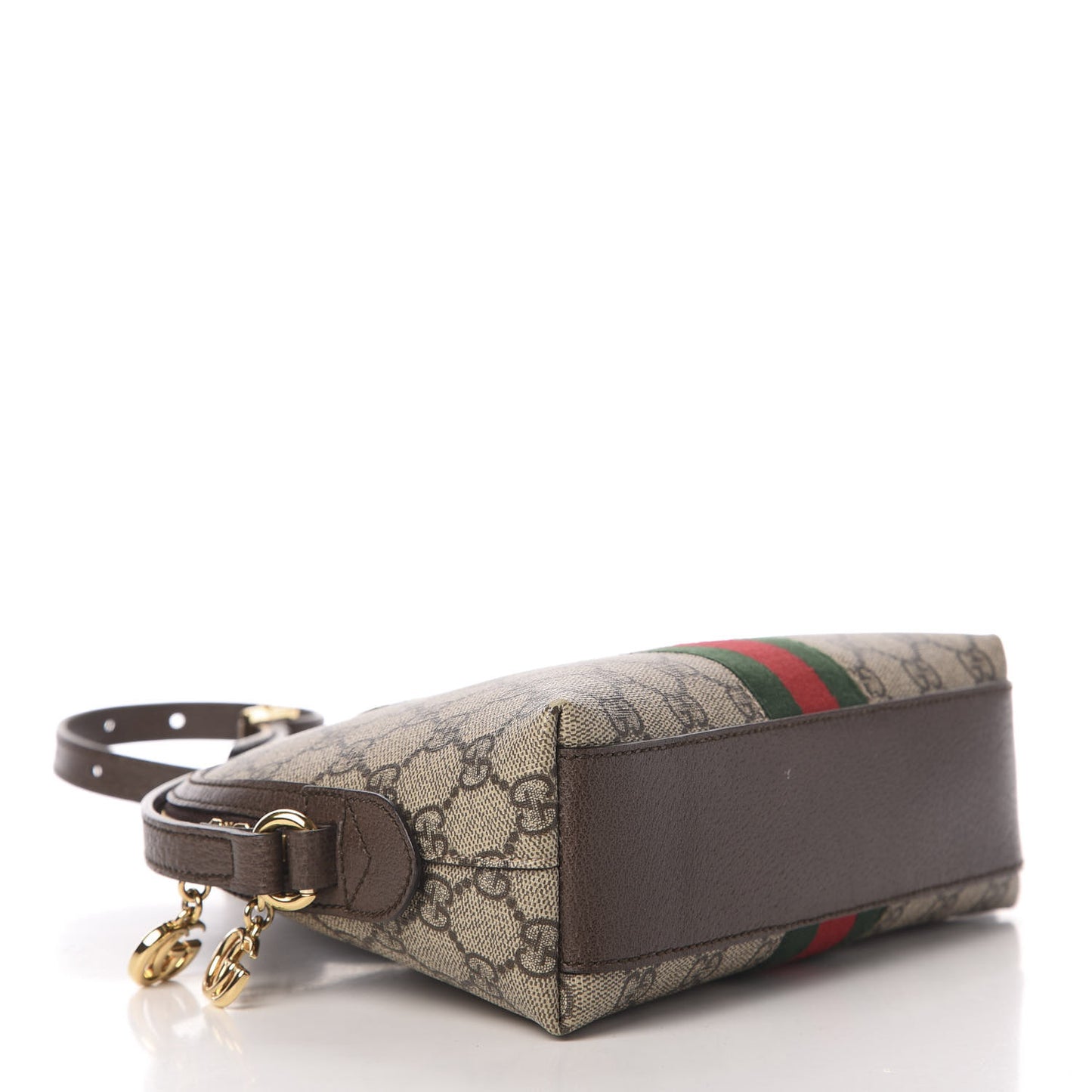 GG Supreme Monogram Textured Dollar Calfskin Web Small Ophidia Dome Shoulder Bag Beige Ebony New Acero