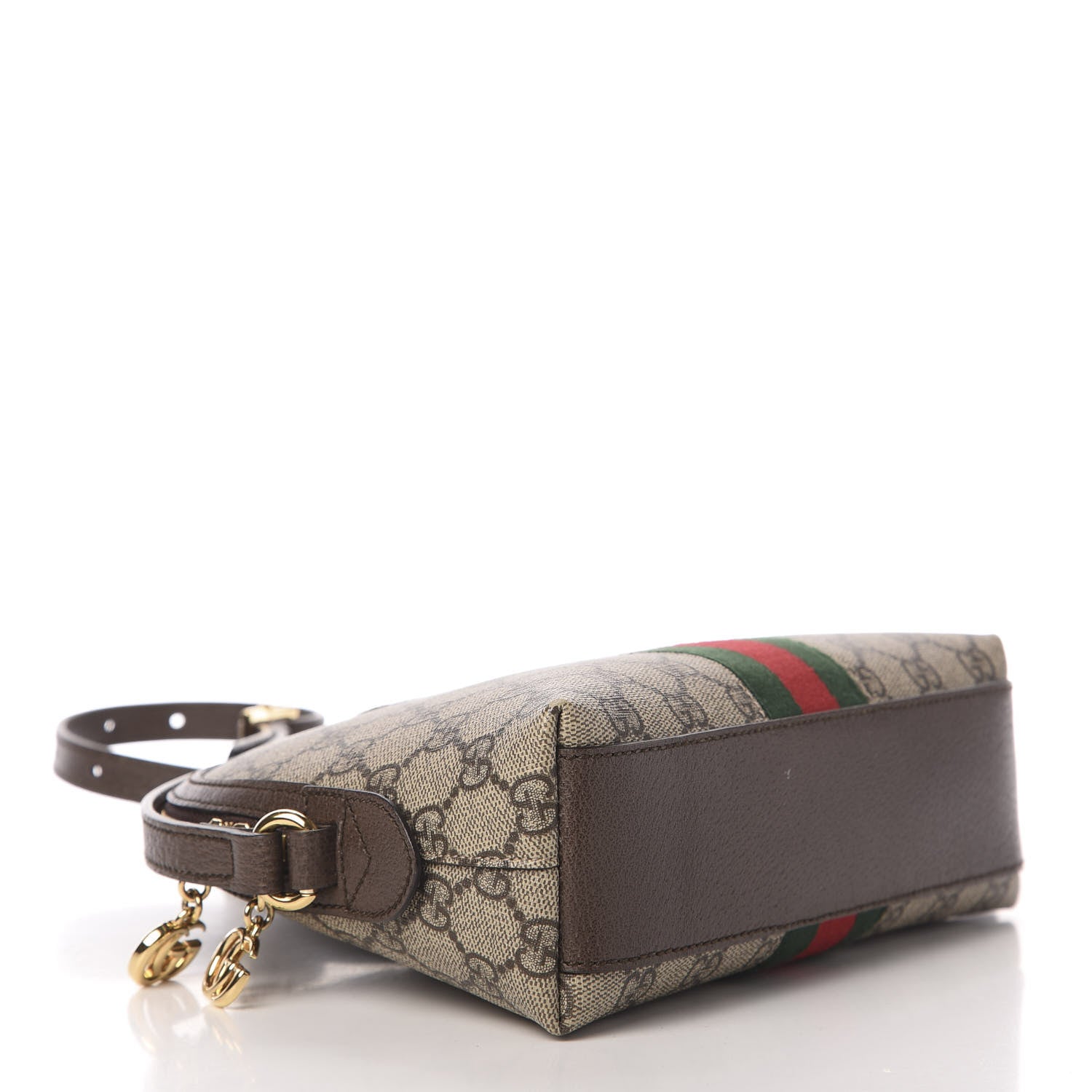 Gucci GG Supreme Monogram Textured Dollar Calfskin Web Small Ophidia Dome Shoulder Bag Beige Ebony New Acero 4 of 12